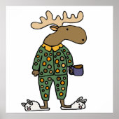 Poster Amusante Moose Portant un pyjama Poka Dot (Devant)