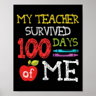 Poster Amusants 100 Jours D'Enfants Scolaires 100E Jour D