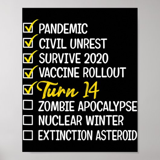 Poster Amusants 14e anniversaire Cadeau 14 ans Vieux Quar (Devant)