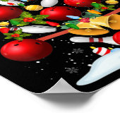 Poster Amusants Bowling Noël Arbre Lumières Noël Cadeaux  (Coin)