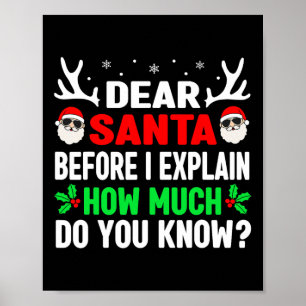 Poster Amusants Noël Enfants Adultes Cher Père Noël Je pe