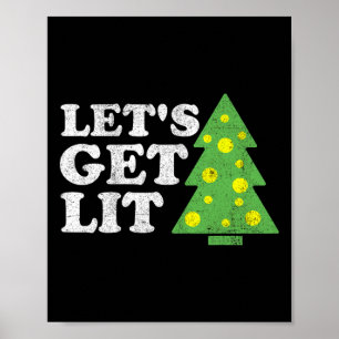 Poster Amusants Obtenons Lit Arbre de Noël Rétro Fête lai