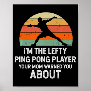 Poster Amusants Ping Pong Table Tennis Gauche Joueur Main