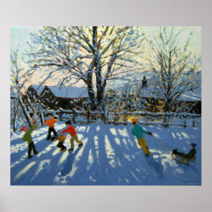 Poster Amusement dans la neige Tideswell Derbyshire