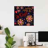 Poster Amusement Travailler dur et être gentil Citation I (Bureau à domicile)