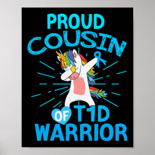 Poster Amusement Type 1 Diabète Unicorne Fière Cousin d'u