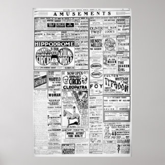 Poster AMUSEMENTS Barnum Bailey Eddie Foy Geo M Cohan