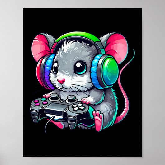 Poster Amuseur de souris amateur de jeux vidéo joueur de  (Devant)