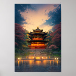 Poster An Enchanting Japanese Temple at Sunset