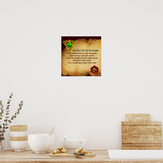 Poster An Old Irish Blessing Parchment with Celtic Heart (Cuisine)