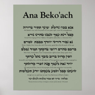 Poster Ana Beko'ach - 42 lettre Nom de Dieu