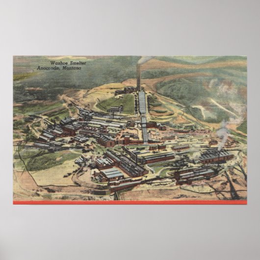 Poster Anaconda, Montana - Washoe Smelter Vue depuis (Devant)