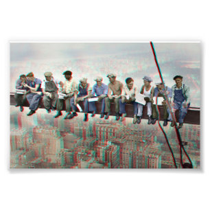 Poster Anaglyph 3D - Déjeuner sur Skyscraper New Y