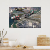 Poster Anaglyphe 3D de P51 sur Spitfire sur Airfield (Cuisine)
