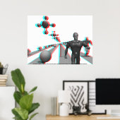 Poster Anaglyphe 3D : Espace (Bureau à domicile)