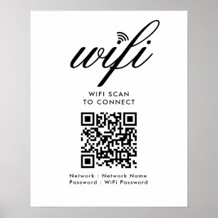 Poster Analyse Wi-Fi de code QR pour connecter le blanc p