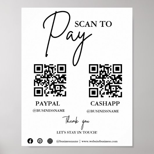 Poster Analyser pour payer le panneau de paiement du code (Devant)