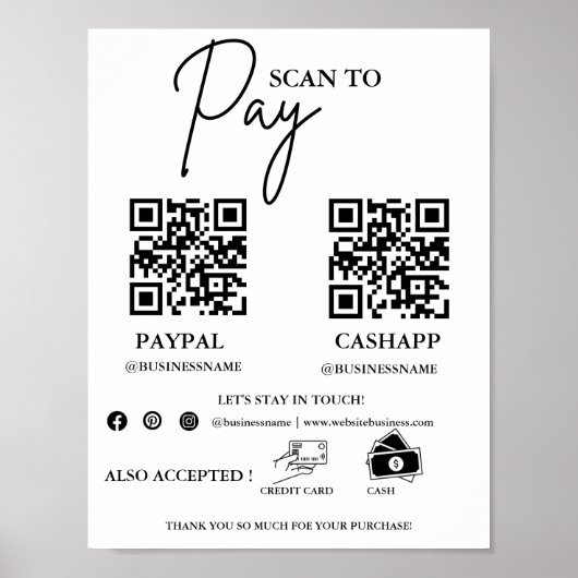 Poster Analyser pour payer le panneau de paiement du code (Devant)