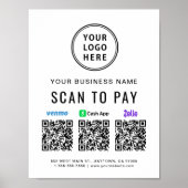 Poster Analyser pour payer Venmo Zelle CashApp Code QR Lo (Devant)