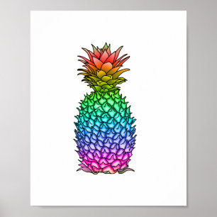 Poster Ananas coloré arc-en-ciel