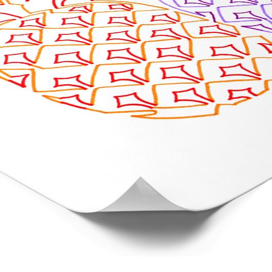 Poster Ananas coloré Line Art (Coin)