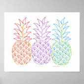 Poster Ananas coloré Line Art (Devant)