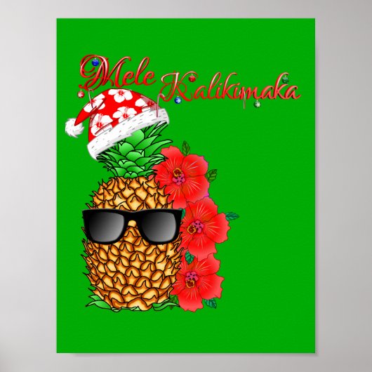 Poster Ananas de Noël Mele Kalikimaka (Devant)