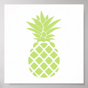Poster Ananas Décoratif de Forme Vert Citron