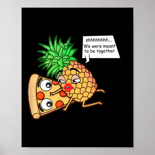 Poster Ananas Drôle Sur Pizza (Devant)