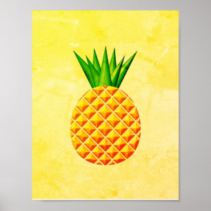 Poster Ananas En Jaune Et Vert