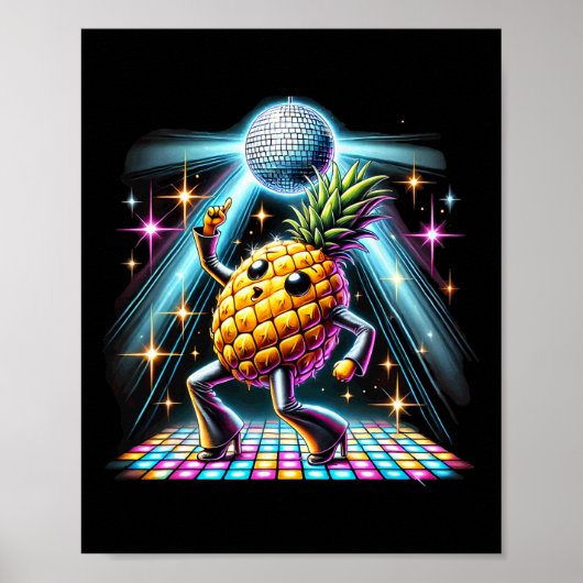 Poster Ananas esthétique Disco Danseuse Danse Éffrayante (Devant)