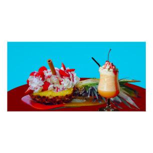 Poster Ananas et crème glacée avec un smoothie de fruits