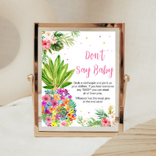 Poster Ananas floral tropical Ne pas dire bébé