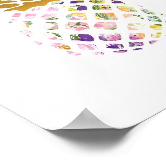 Poster Ananas - or - floral (Coin)