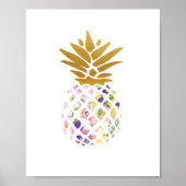 Poster Ananas - or - floral (Devant)