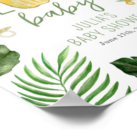 Poster Ananas & Pacificateurs Aloha Baby shower vert (Coin)