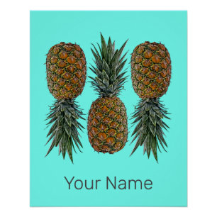 Poster Ananas Retro Végétal et Végétarien Fruit Vintage