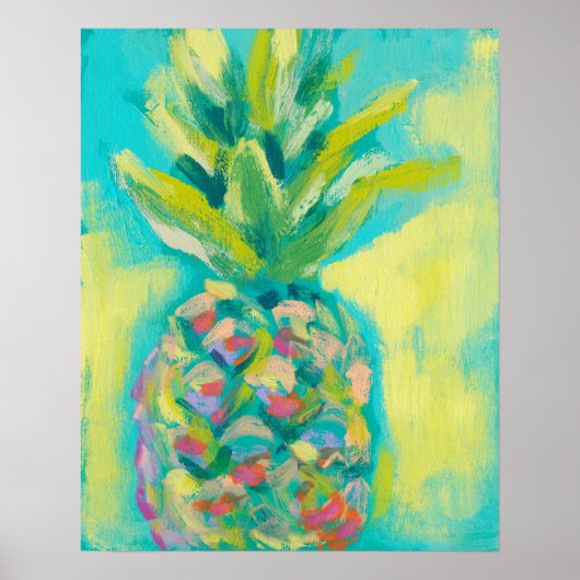 Poster Ananas tropical coloré (Devant)