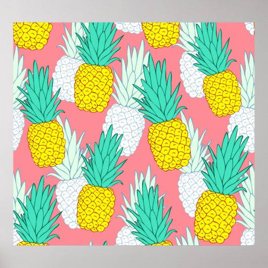 Poster Ananas Tropical : Rouge Cartoon Chic. (Devant)