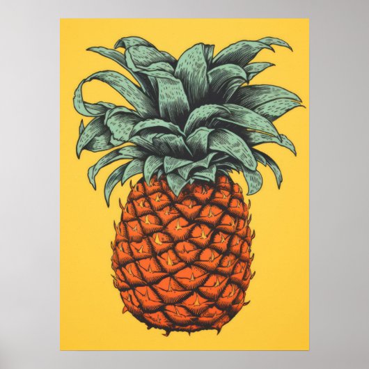 Poster Ananas tropical vintage (Devant)