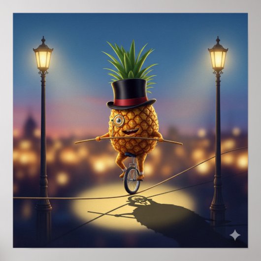 Poster Ananas Unicycling (Devant)