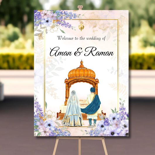 Poster Anand Karaj signe de bienvenue Sikh mariage