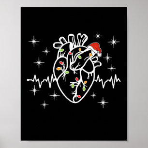 Poster Anatomie cardiaque Noël Soins infirmiers Santa Hat
