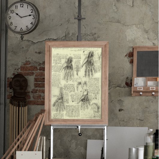 Poster Anatomie de la main humaine par Léonard de Vinci