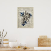 Poster Anatomie du coeur avec des fleurs Dictionnaire Art (Cuisine)