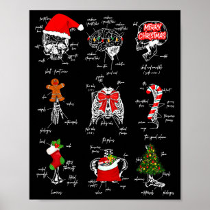 Poster Anatomie du squelette humain Noël étudiant en méde