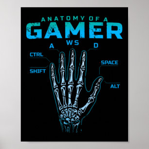 Poster Anatomie D'Un Joueur Chemise Skeleton Jeu Vidéo À 
