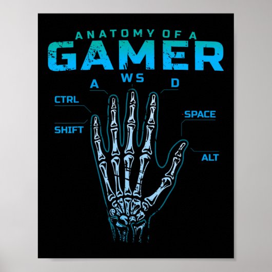 Poster Anatomie D'Un Joueur Chemise Skeleton Jeu Vidéo À (Devant)