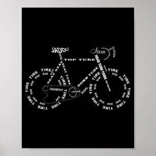 Poster Anatomie d'un vélo - Pièces de vélo drôles de cycl