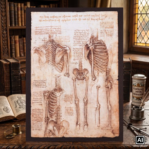 Poster Anatomie humaine Os du squelette par Léonard de Vi